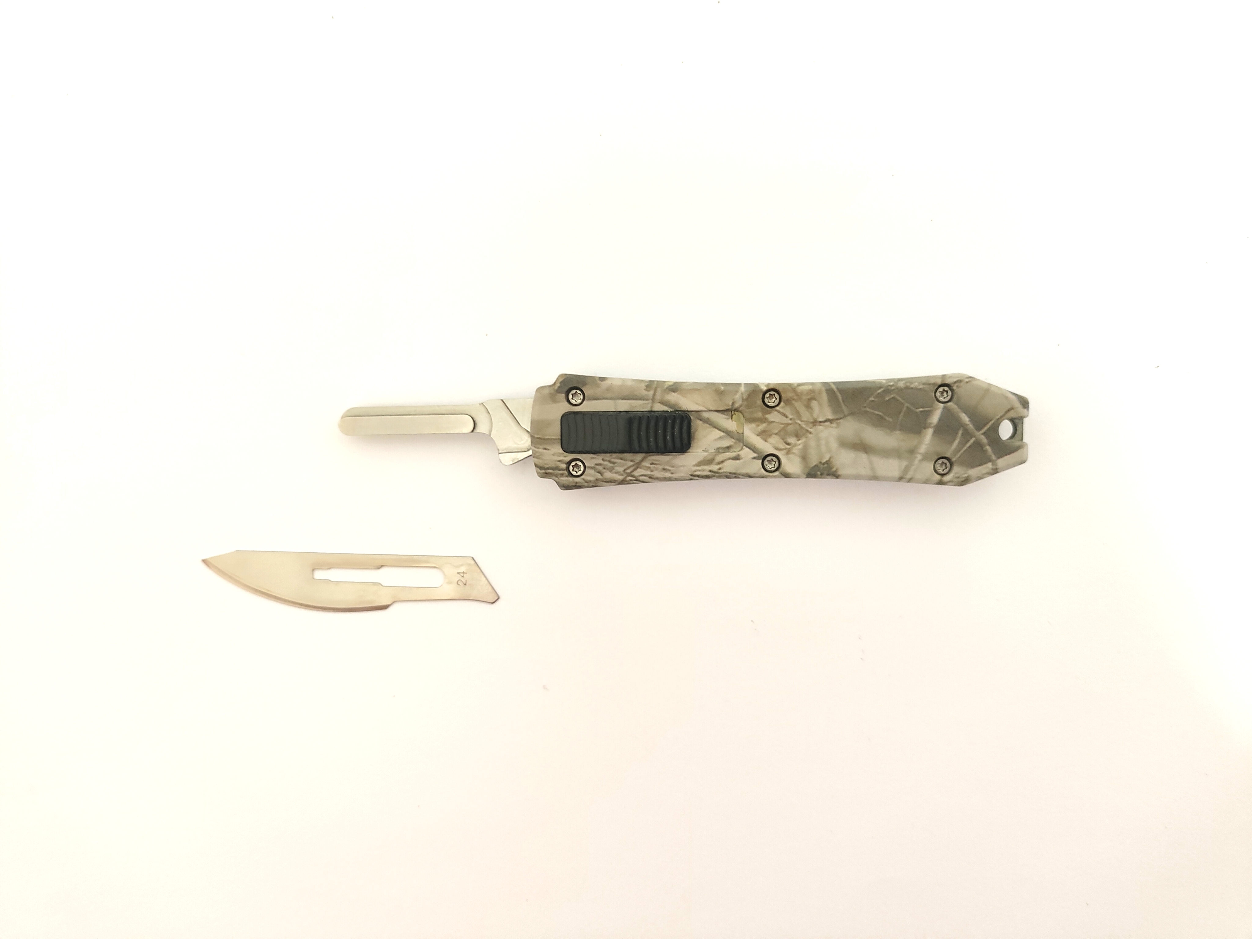Zinc Aluminum Alloy Handle Interchangeable Blade Double Action Auto Utility Edc Pocket Knife