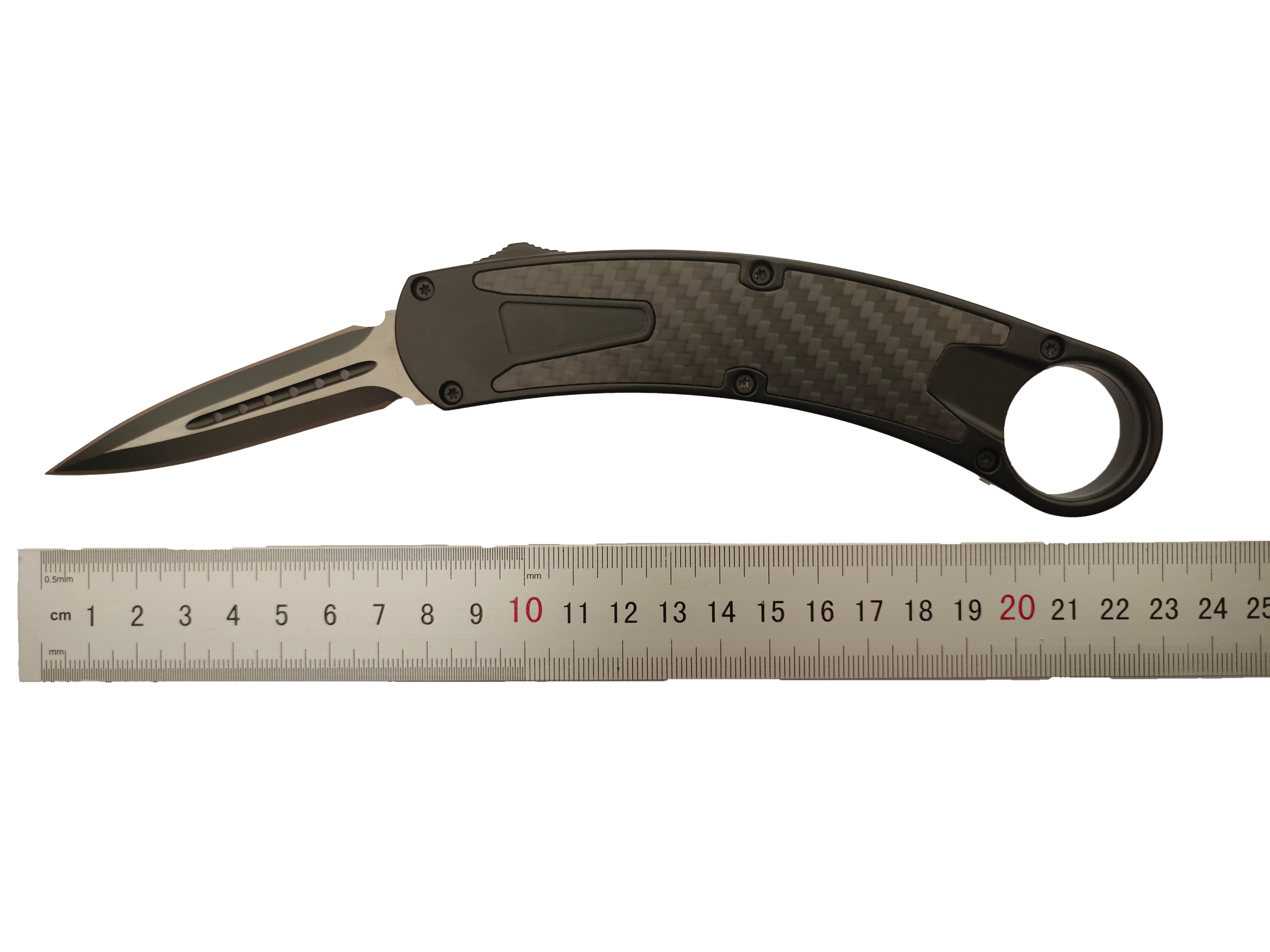 Carbon Fiber Inlay Tactical Dual Action Foldable Outdoor Combat Karambit Automatic Otf Knife