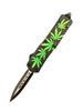 Green Leaf Steel Blade Automatic Spear Point Double Action Out The Front Straight Out Knives