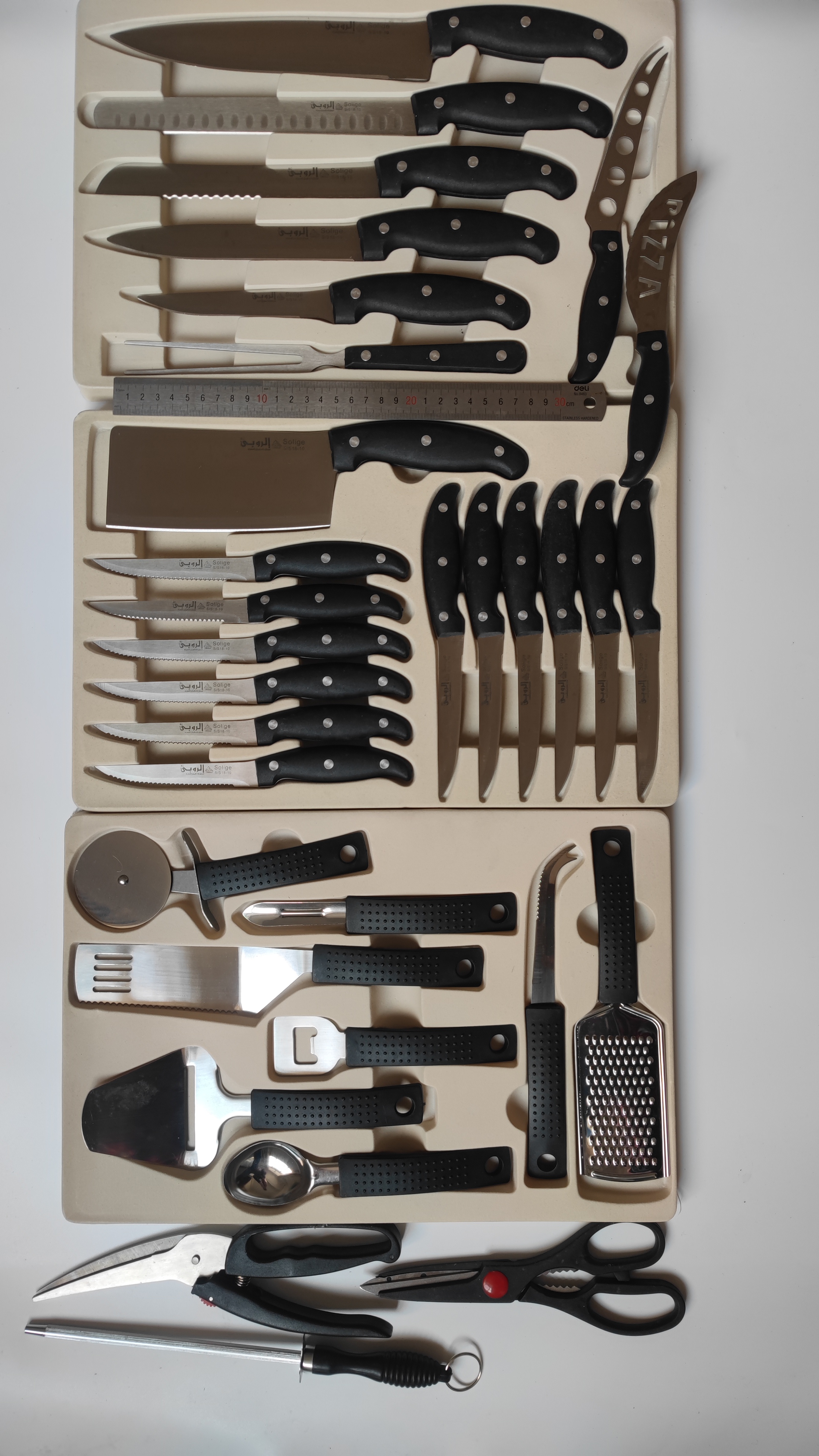 Wholesale High Quality 32PCS Kitchen Knife Set Stainless Steel Knives PP Plastic Chef Cooking Knife