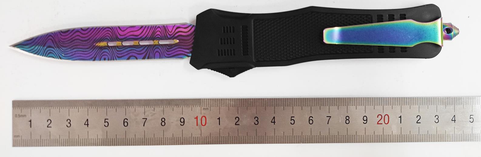 Automatic Sliding Rainbow Titanium Otf Knives Spring Assisted Knife Combat Tactical Pocket Knife