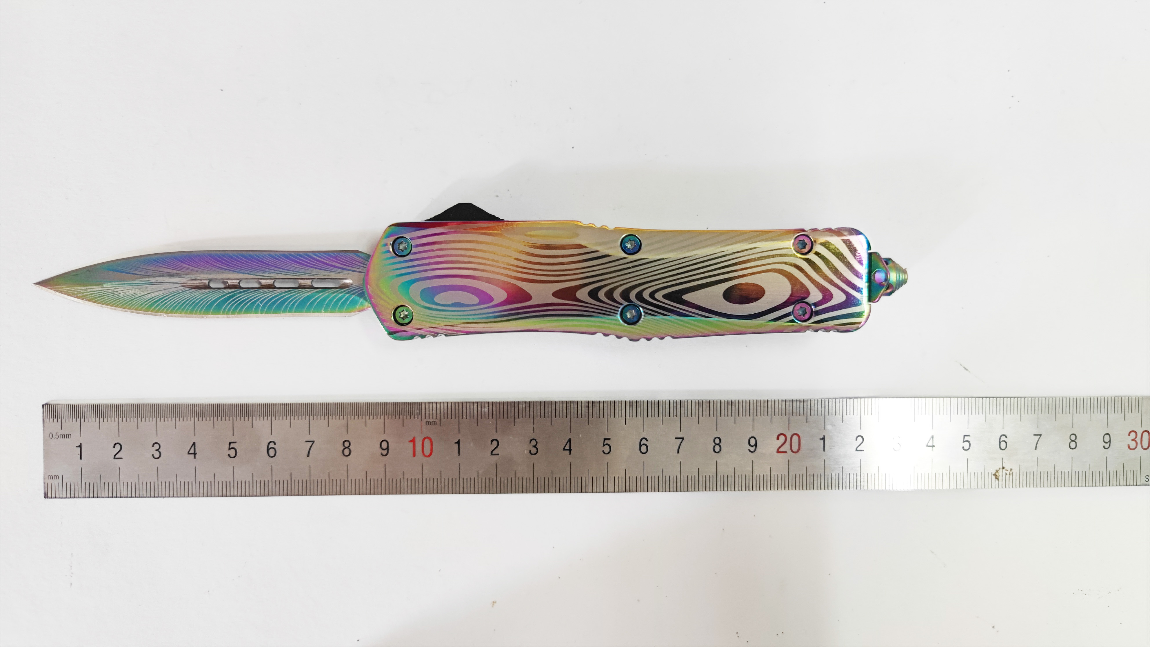 Colorful Rainbow Switch Blade Pocket Otf Tactical Camping Hiking Angel Blade Knife
