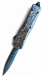 Blue Titanium Switch Blade Custom Sliding Knife Spear Knife Otf Hunting Automatic Knife