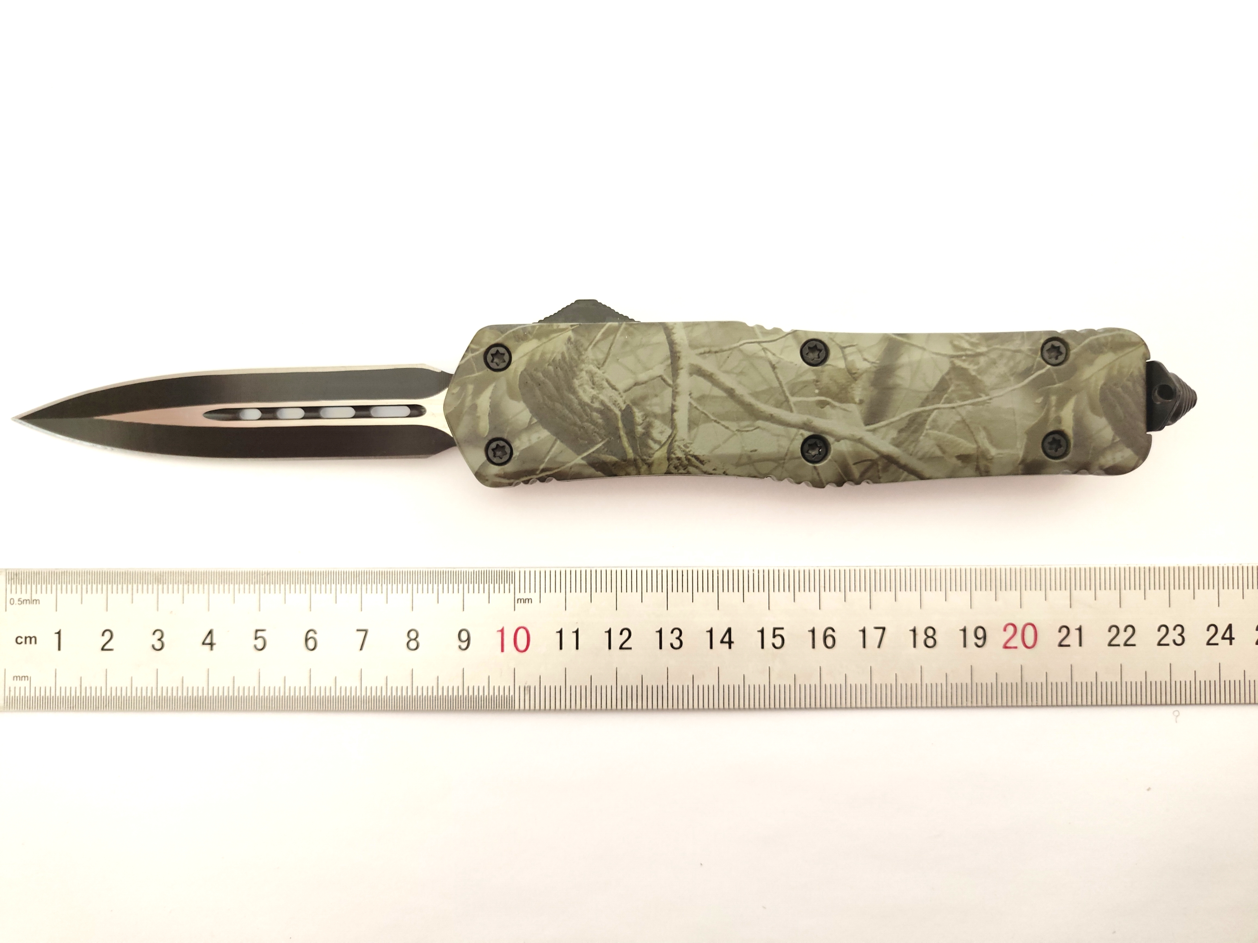 Spear Point Coating Defence D/E Automatic Folded Tactical Pocket Knife