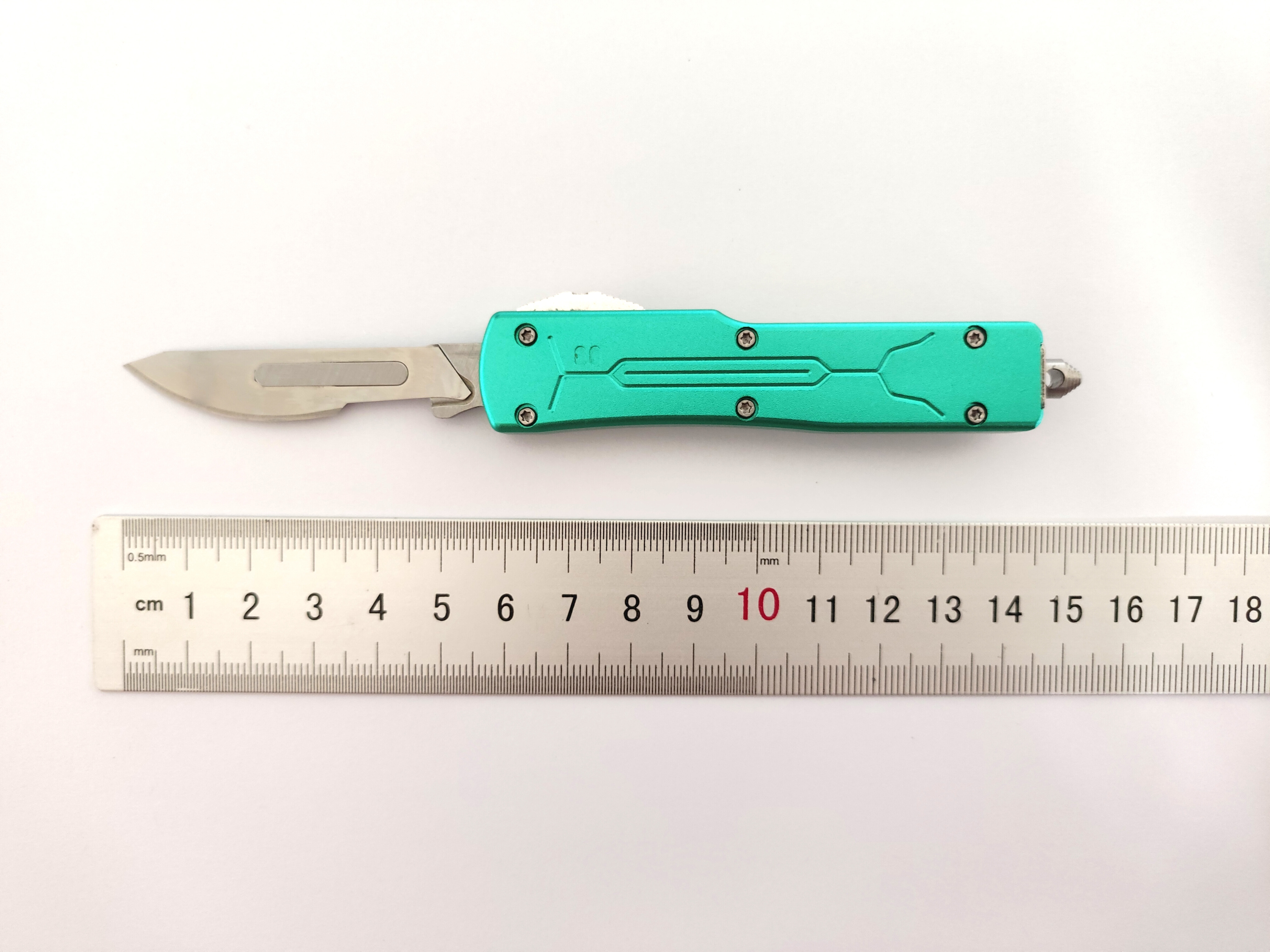 10 Pieces Replacement Blade Aluminum Handle Utility Otf Knife Out The Front Knife