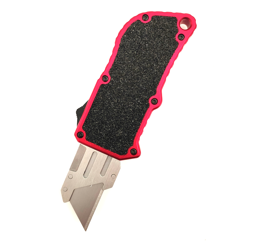 Textured Non Slip Inlay Double Action Edc Replacement Blade Pocket Razor Box Cutter Folding Automatic Otf Utility Knife