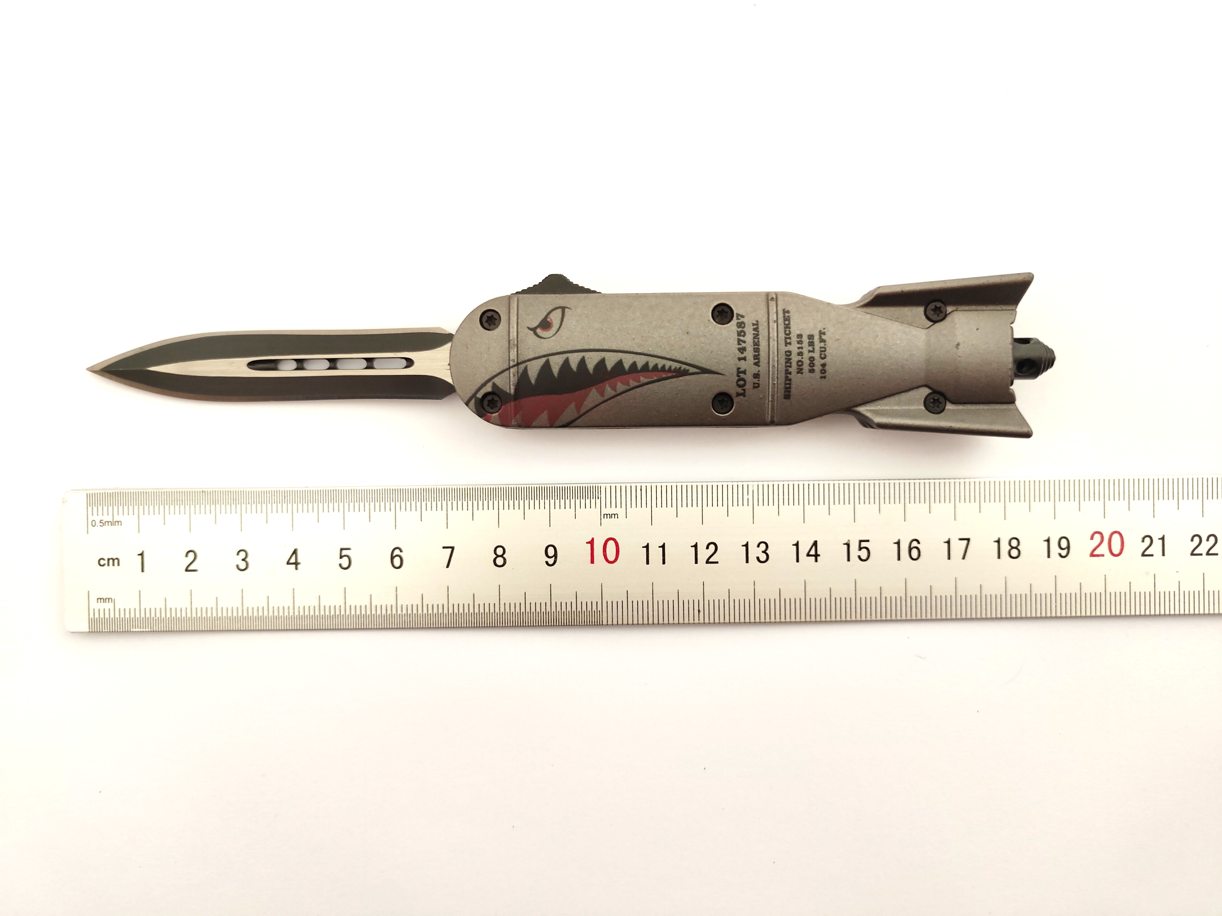 D/A Sharp Thumb Slide Opener Button Push Switch Knife Rocket Shape Tactical Knives