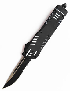 Large Sliding Dual Action Knife Serrated Edge Otf Automatic Knife