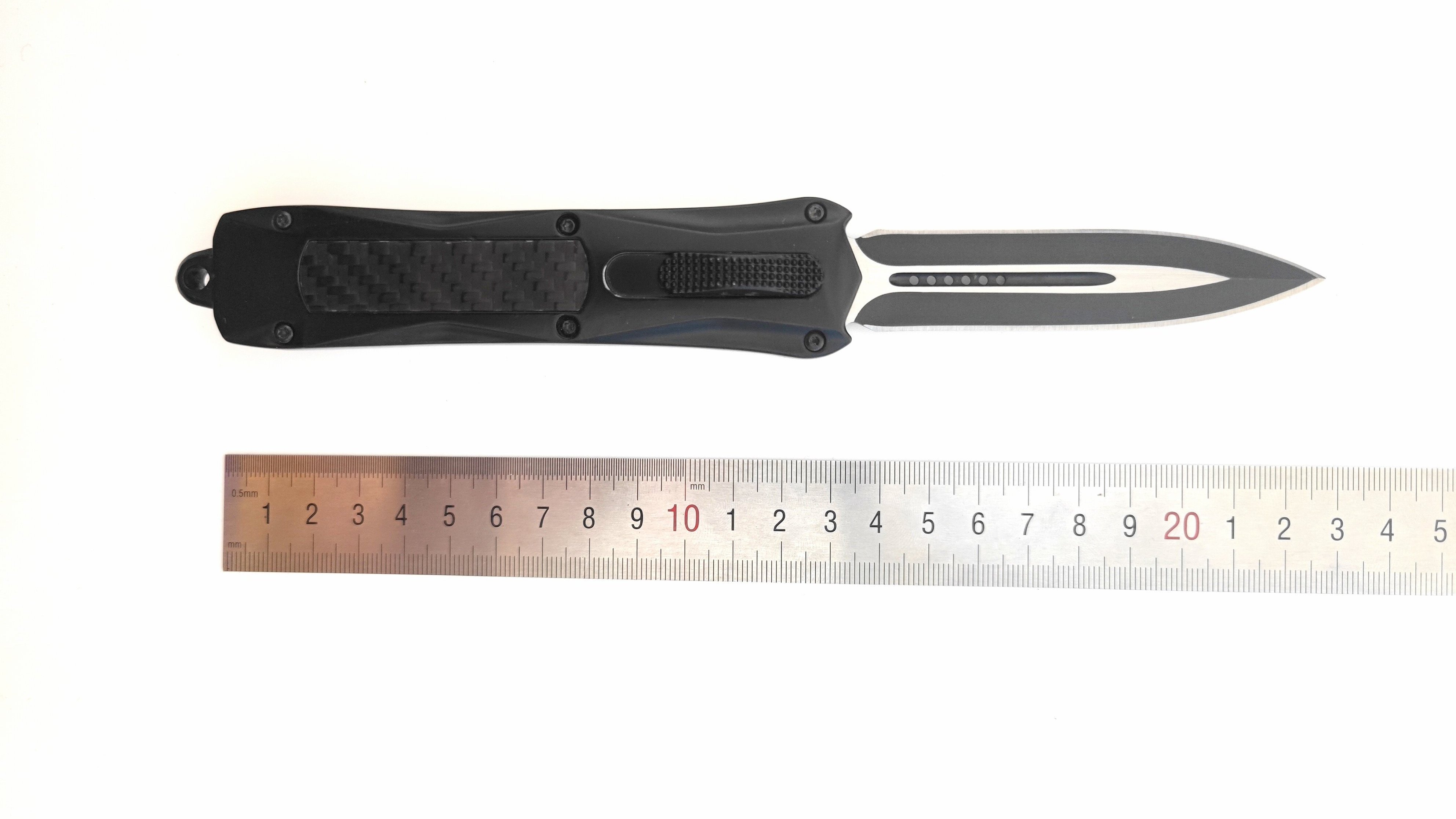 Factory Price Carbon Fiber Handle Hunting Sliding Large Self Defense Otf Auto Wholesale Automatic Knife