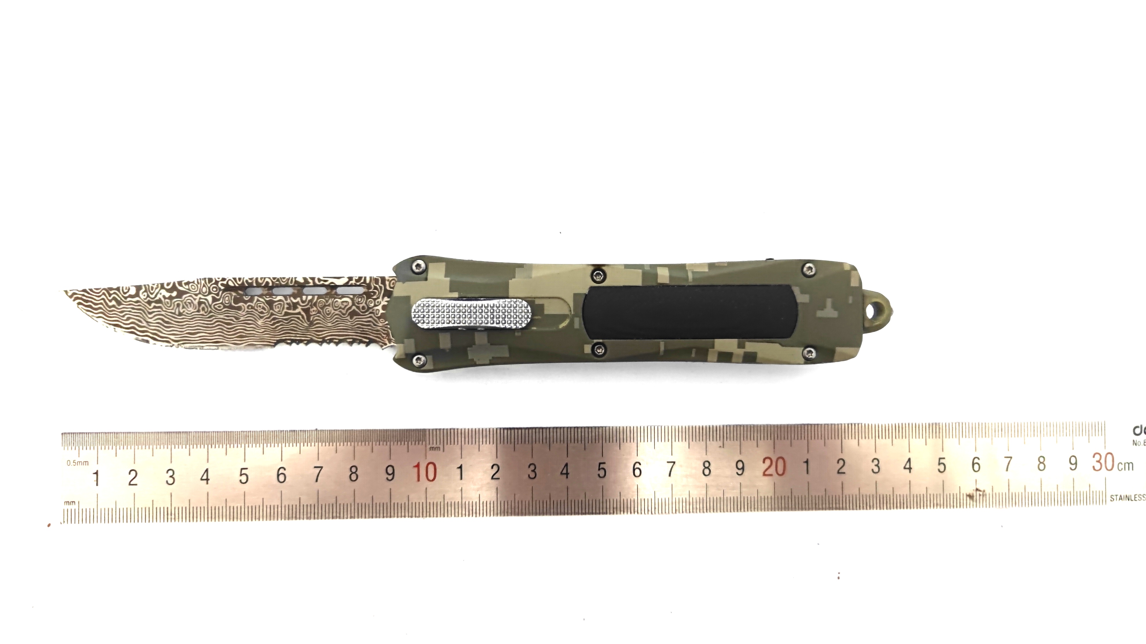 G10 Material Inserted Single Blade Serrated Drop Point Otf Knife Tactical Emergency Combat Automatic Knife