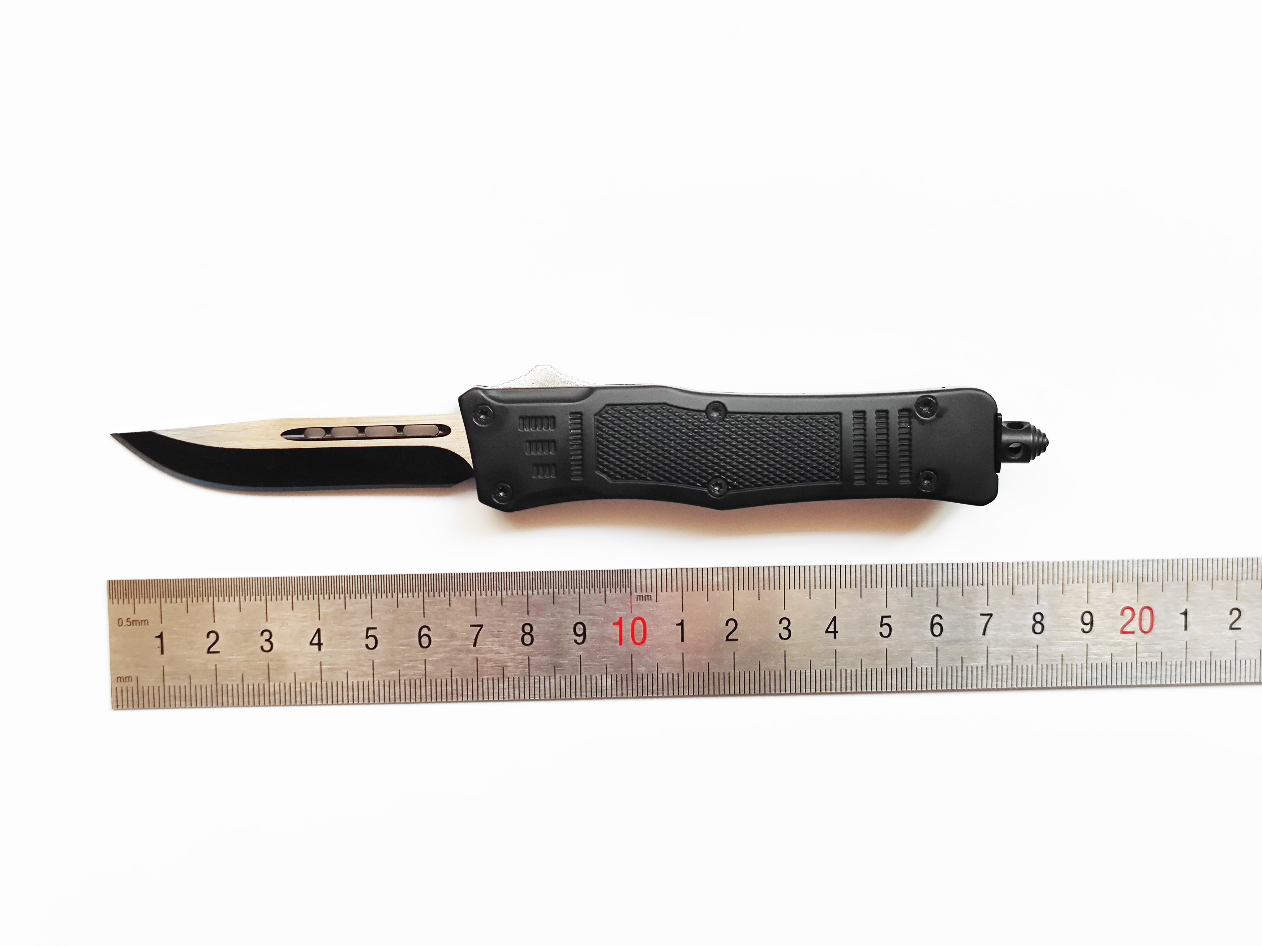 Camping Hiking Outdoor Pushbutton Sliding Switchblade Automatic Double Action Foldable Otf Knife