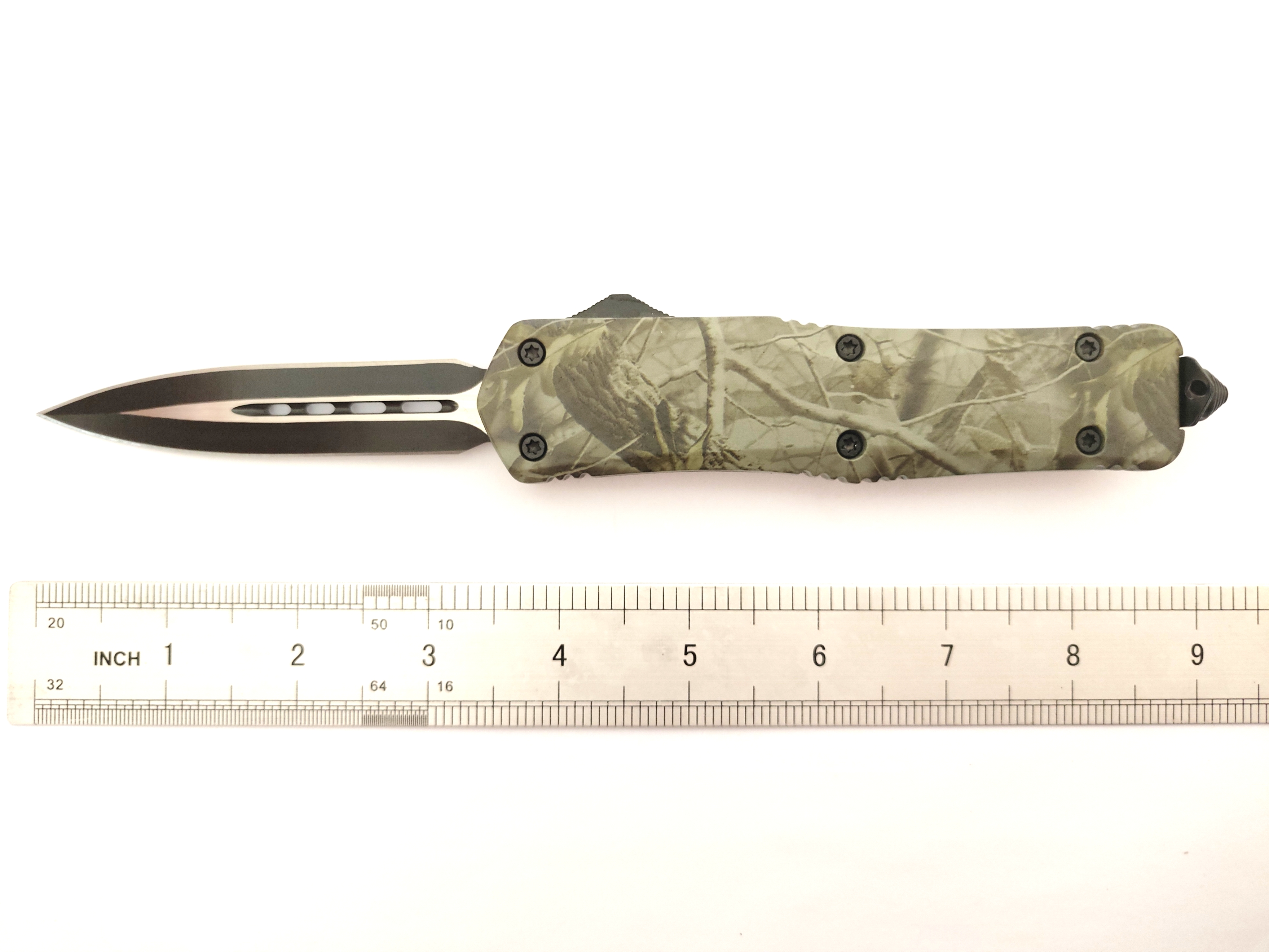 Spear Point Coating Defence D/E Automatic Folded Tactical Pocket Knife