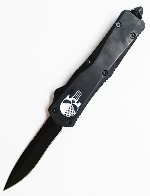 Rubber Coated The Punisher Skull Self Defense Tactical Folding Auto Otf Knife