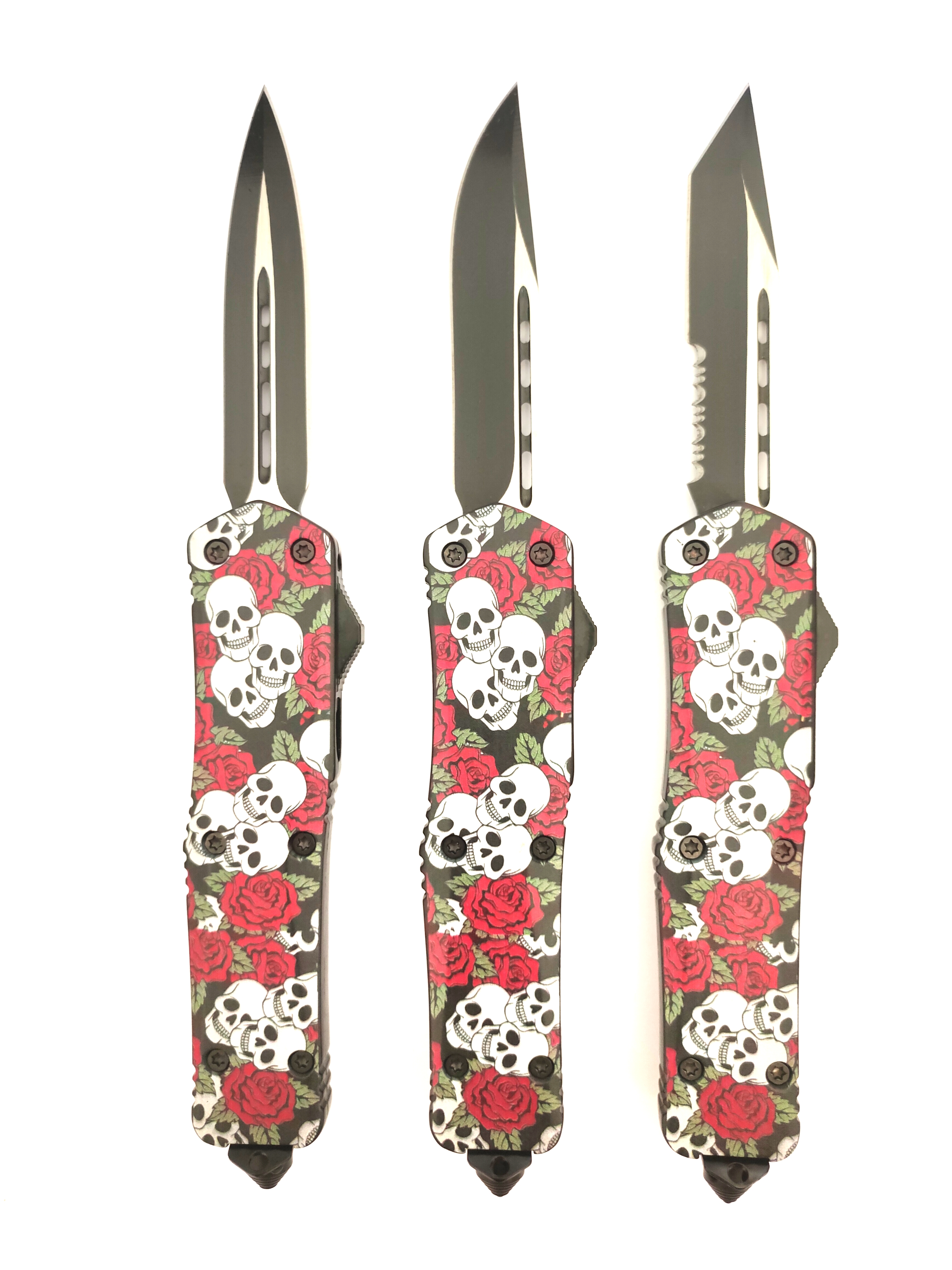 Ghost Skull Multiple Styles Double Sided Switch Blade Defense Dual Action Otf Knife