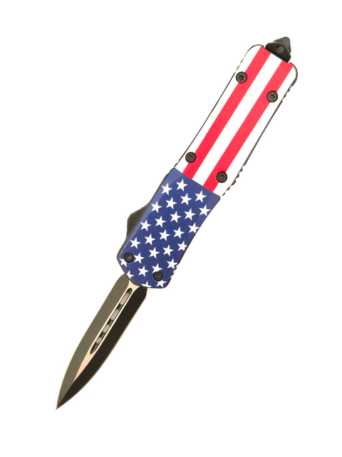 American Flag Folding Pocket Double Edge Knife Camping Hiking Outdoor Survival Automatic Otf Knife