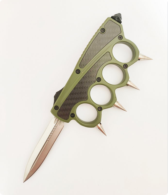 Chinese Supplier Wholesale Carbon Fiber Inlay Curved Blade Combat Battle Big Knuckle Auto Otf Knives