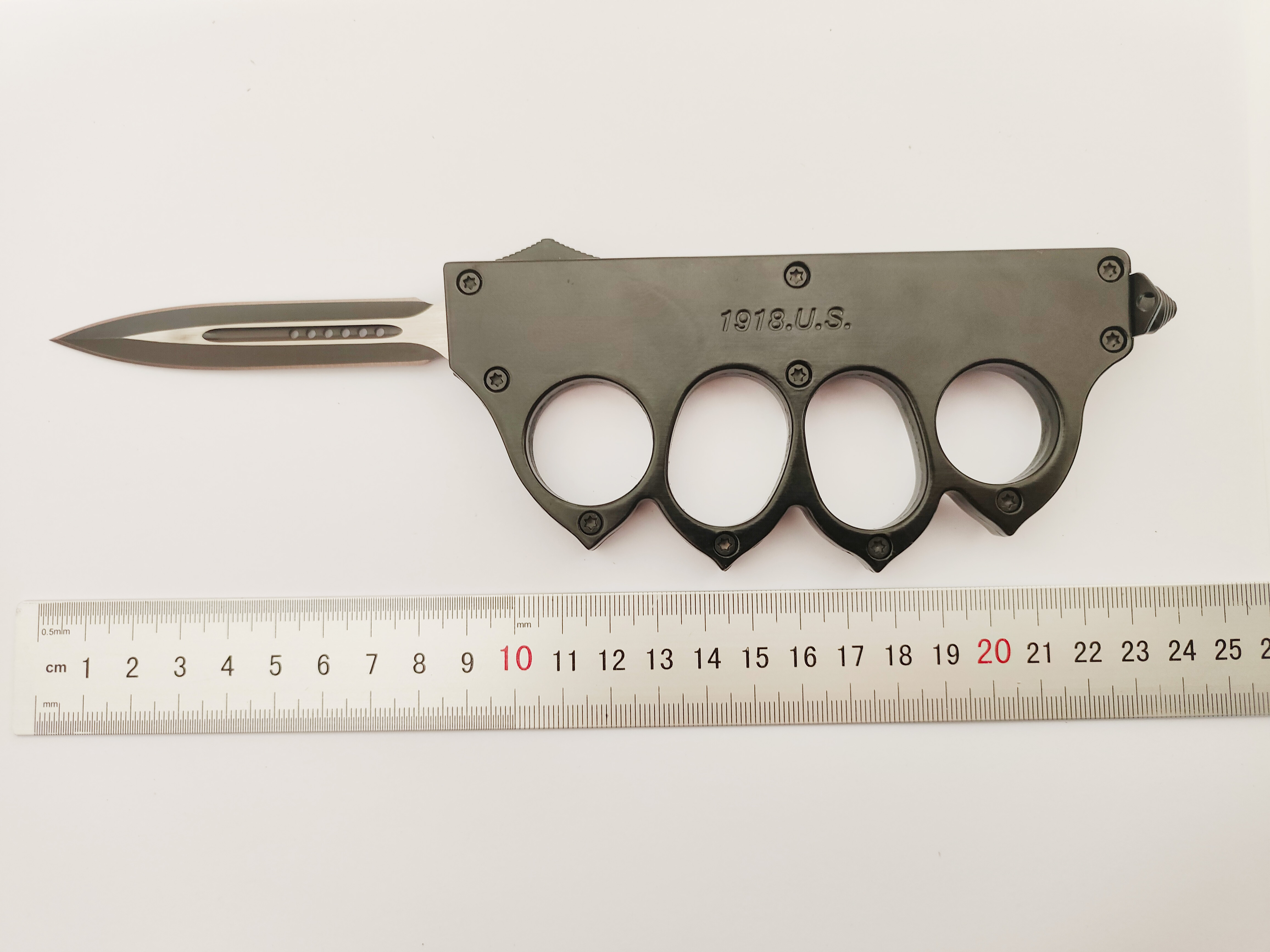 Us Otf 9.0" 1918 Tactical Trench Knuckle Auto-Otf Brass Knuckles Knives Automatic Knife