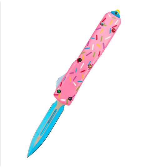 Microtech UT Series Automatic Spring Knife Dessert Warrior Donut Pink EDC Self Defense Pocket Knives