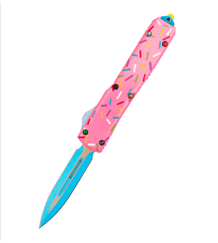 Microtech UT Series Automatic Spring Knife Dessert Warrior Donut Pink EDC Self Defense Pocket Knives