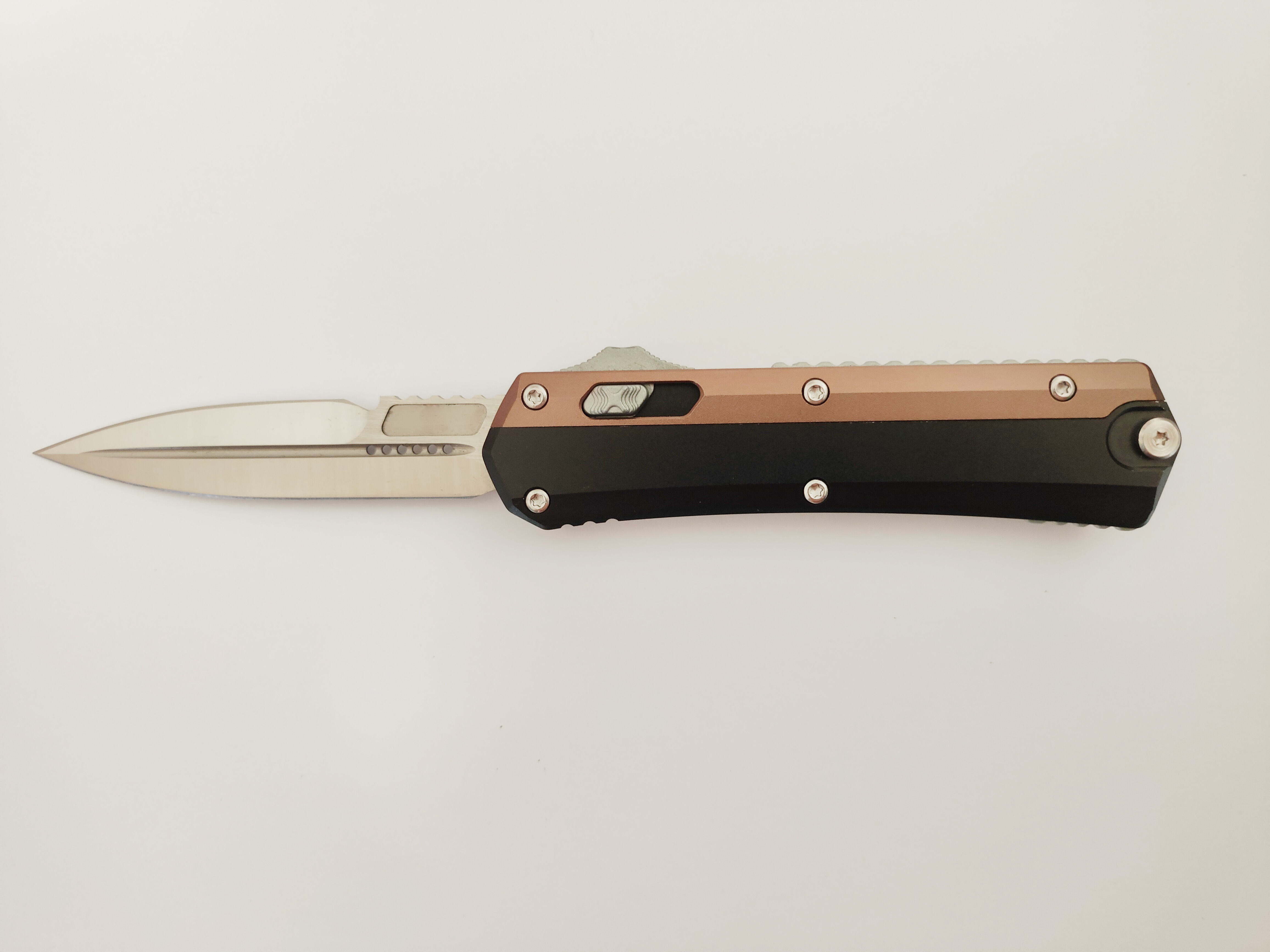 Outdoor Hunting Utility EDC Tools Bayonet Blade Point Aluminum Handle Automatic Knives