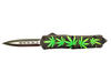 Green Leaf Steel Blade Automatic Spear Point Double Action Out The Front Straight Out Knives