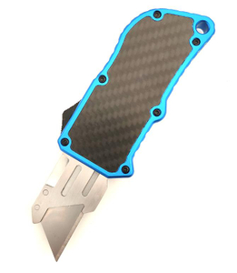 Carbon Steel Sk5 Push Button Carbon Fiber Aluminum Folding Box Cutter Automatic EDC Utility Knife