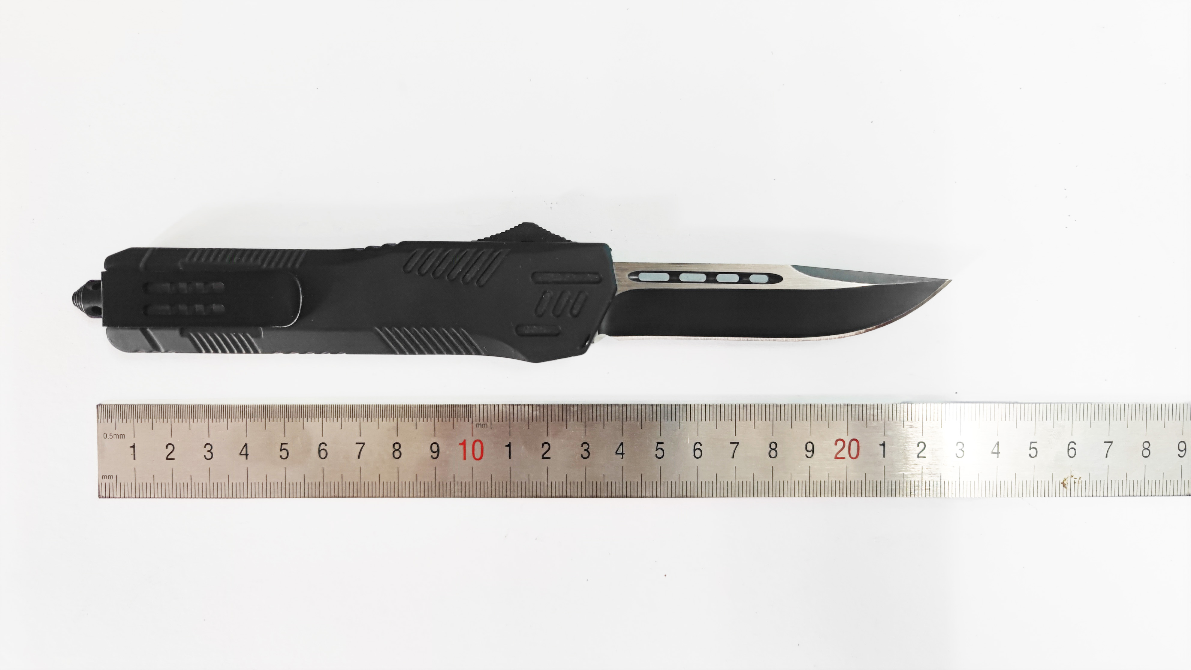 Black Soft Rubber Coated Otf Auto Knives Combat Tactical Automatic Knife