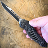 Pewter Gray Grim Reaper Novelty Skull Stonewash Spring Assisted Defender Clip Point Auto OTF Knife