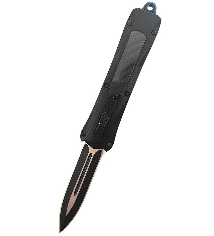 Factory Price Carbon Fiber Handle Hunting Sliding Large Self Defense Otf Auto Wholesale Automatic Knife