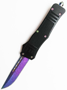 Large Ghost Rainbow Titanium Blade Rubber Coated Auto Otf Tactical Pocket Knife Automatic Knife