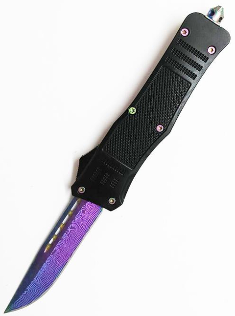 Large Ghost Rainbow Titanium Blade Rubber Coated Auto Otf Tactical Pocket Knife Automatic Knife