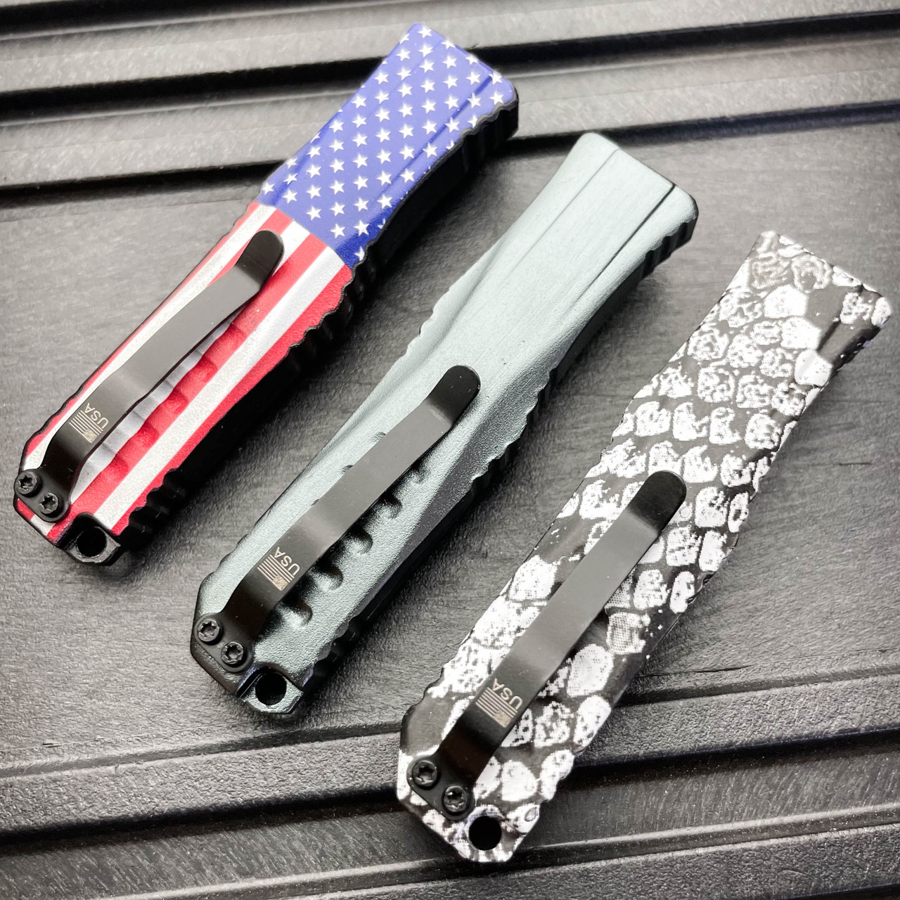 American Flag CNC Otf Auto Self Defense Aluminum Portable Outdoor Mini Folded Automatic Knife