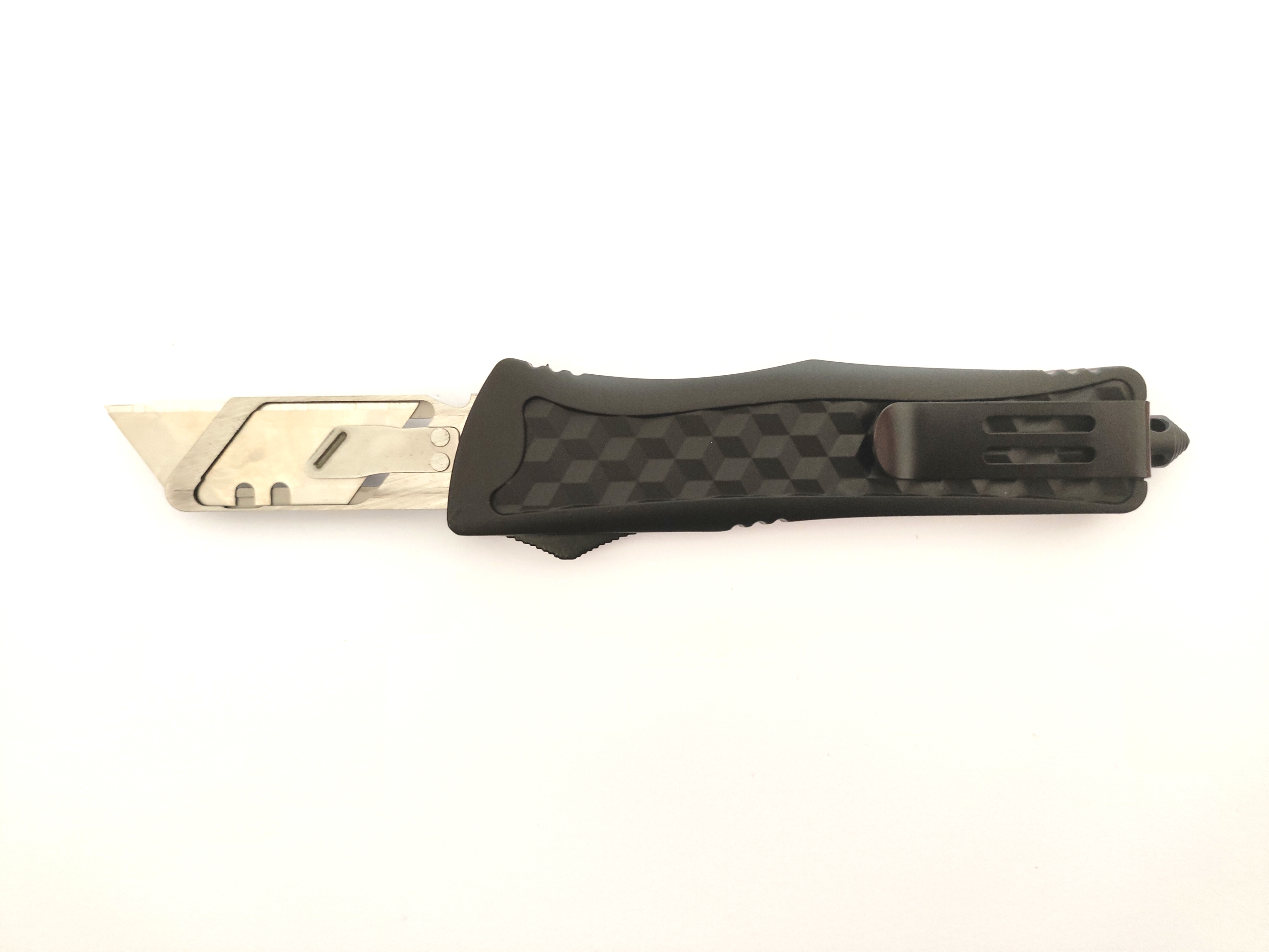 Large Folded Flick Razor Knife Zinc Aluminum Alloy Handle Auto Adjustable Blade Otf Replaceable Knife