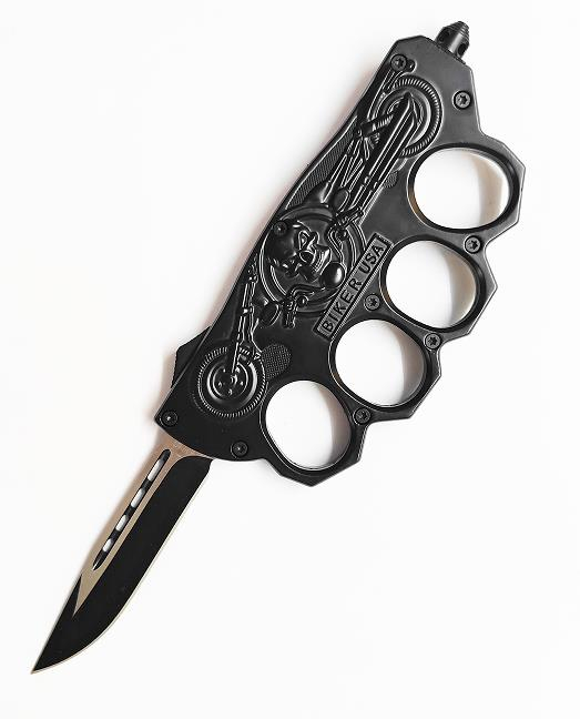 Wholesale Biker Single Blade Drop Point Automatic Hunting Otf Tactical Knuckle Knife Motorcycle Knife