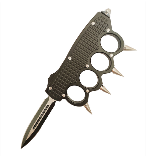 Aluminum Handle Self Defense Finger Ring Punch Duster Combat Tactical Brass Knuckle Knife