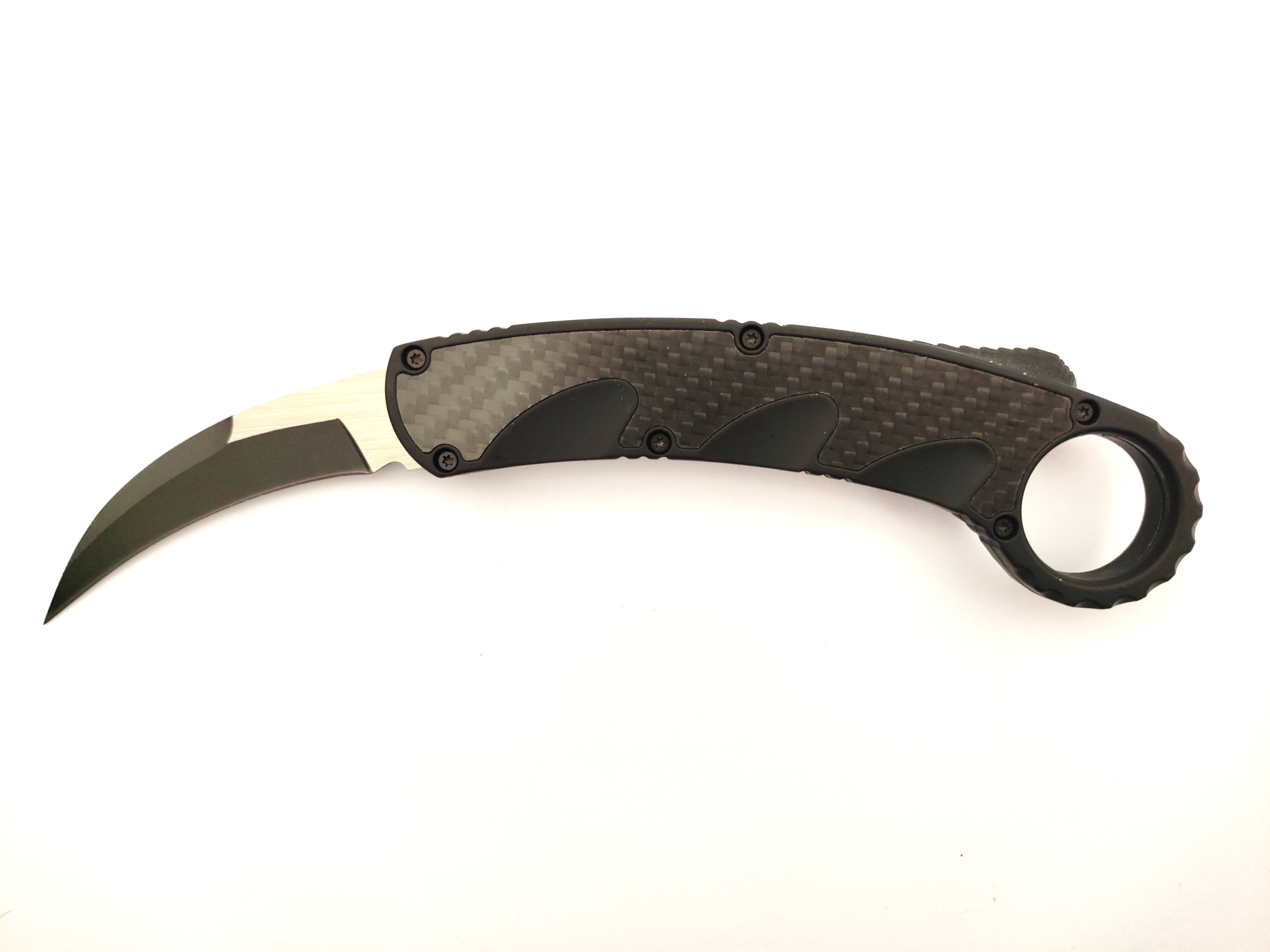 Carbon Fiber Inlay Double Edge Folded Outdoor Combat Auto Karambit Otf Survival Tactical Claw Knife