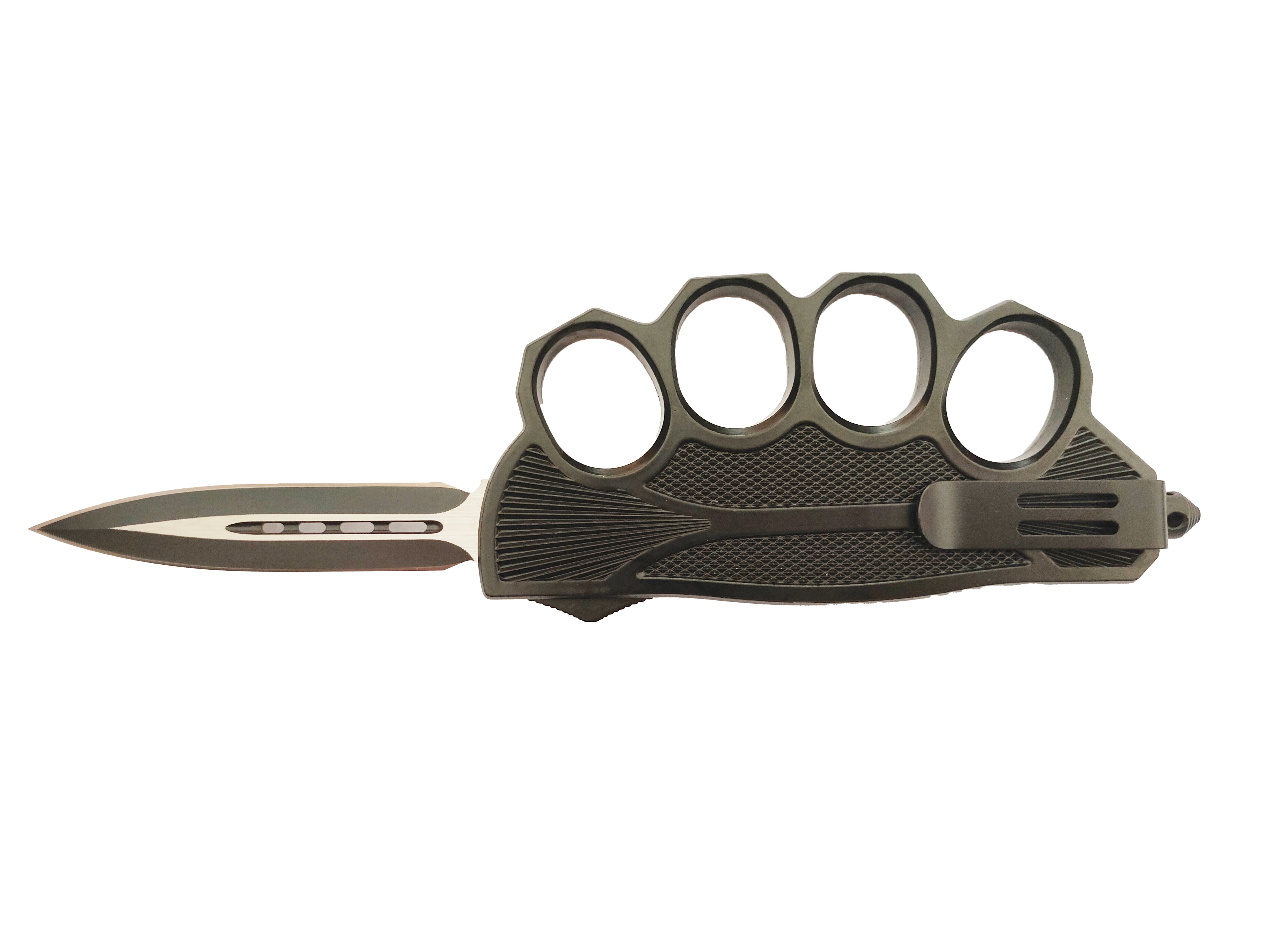 9.5" Biker Head USA Quick-Action Deployment Combat Trench Otf Knife Auto Knuckle Automatic Knife