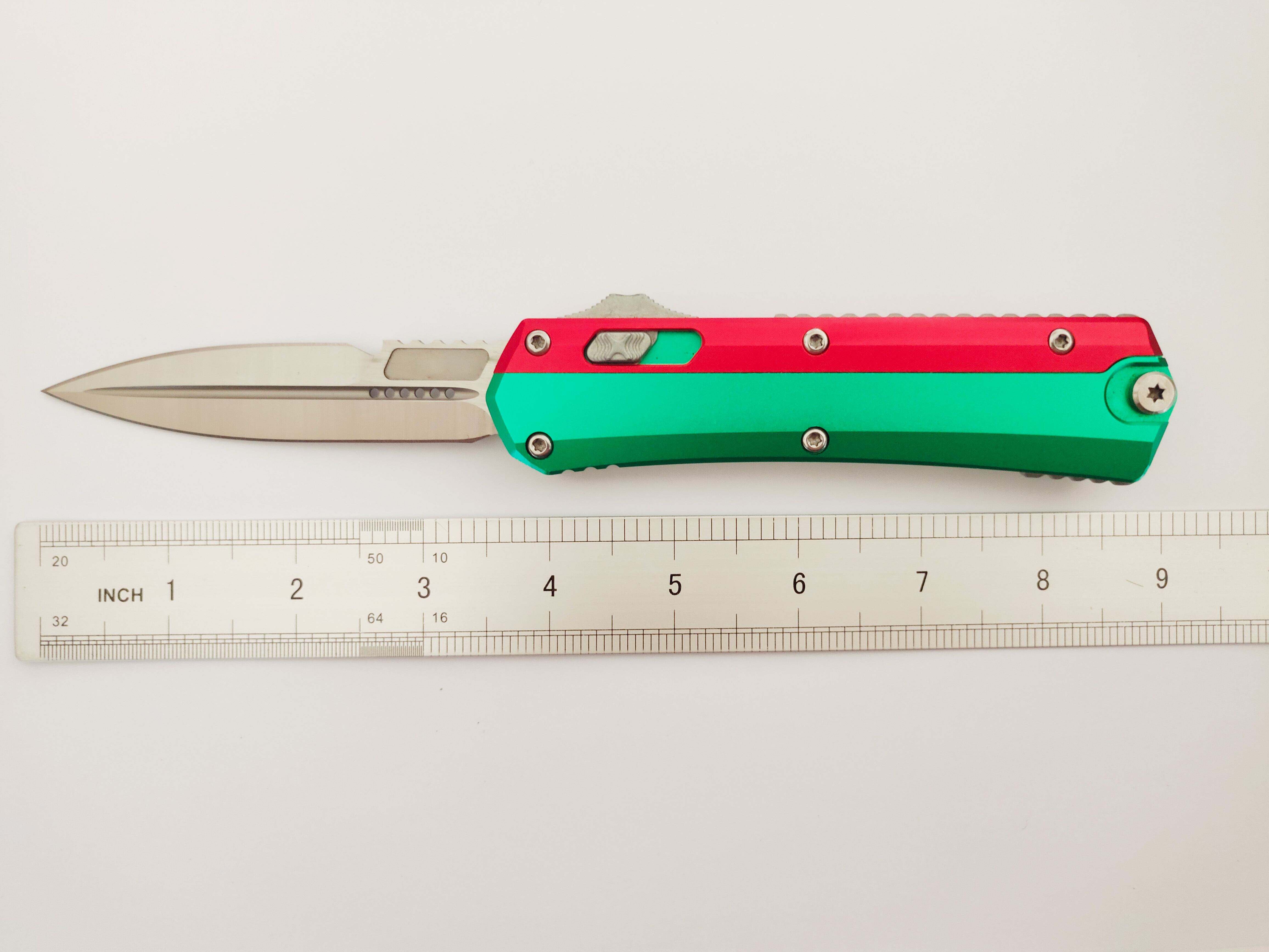 Outdoor Hunting Utility EDC Tools Bayonet Blade Point Aluminum Handle Automatic Knives