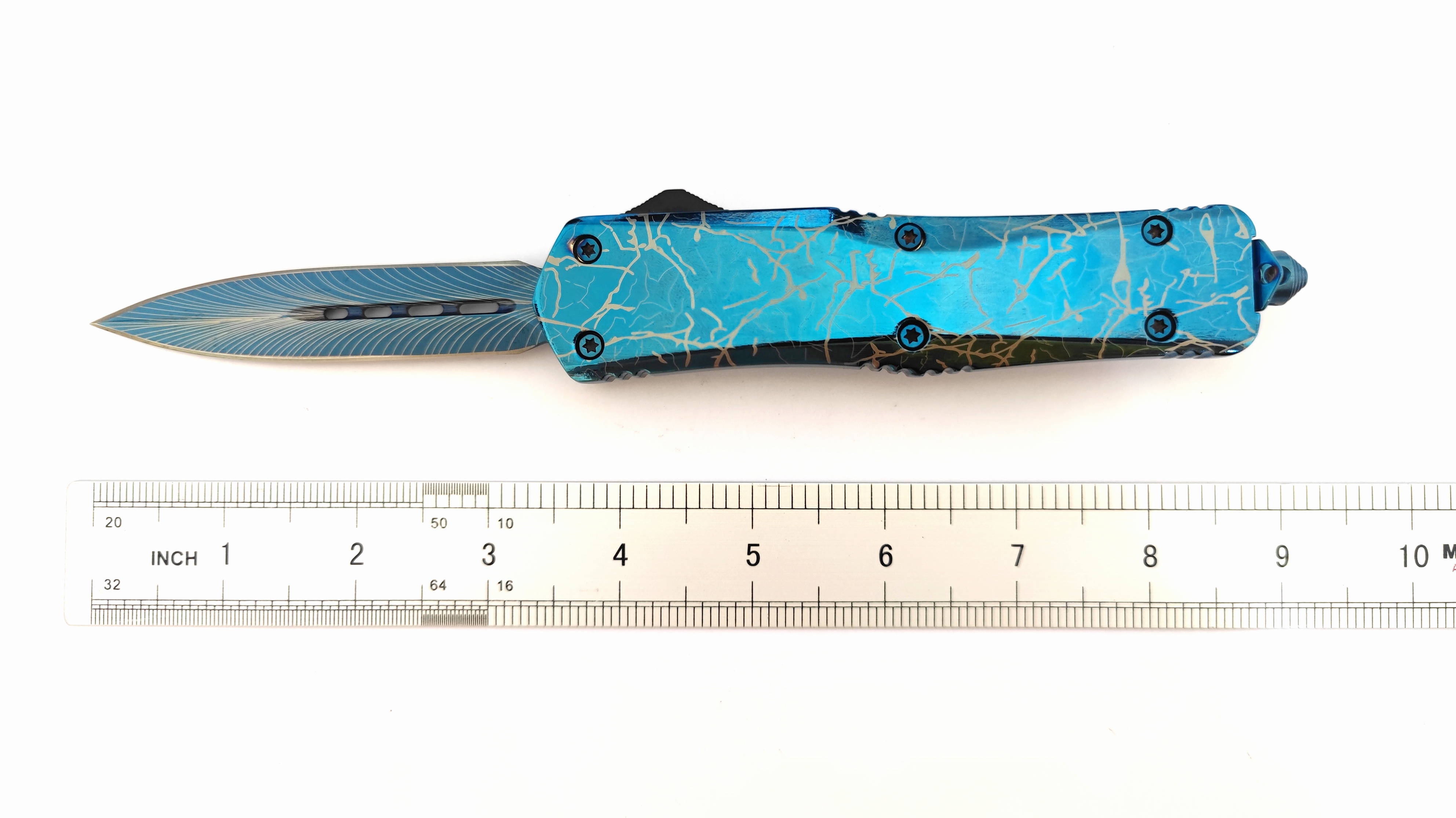 Blue Titanium Sliding Knife Pocket Wholesale Distributors Otf Automatic Knife