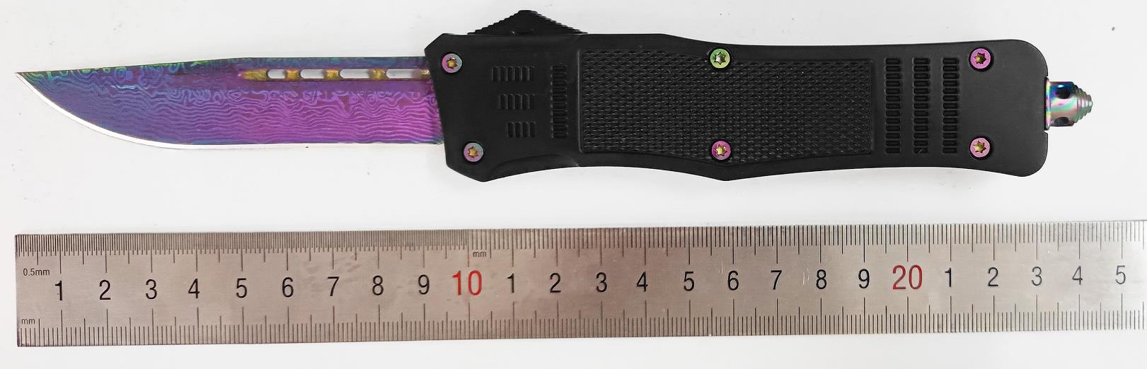 Large Ghost Rainbow Titanium Blade Rubber Coated Auto Otf Tactical Pocket Knife Automatic Knife