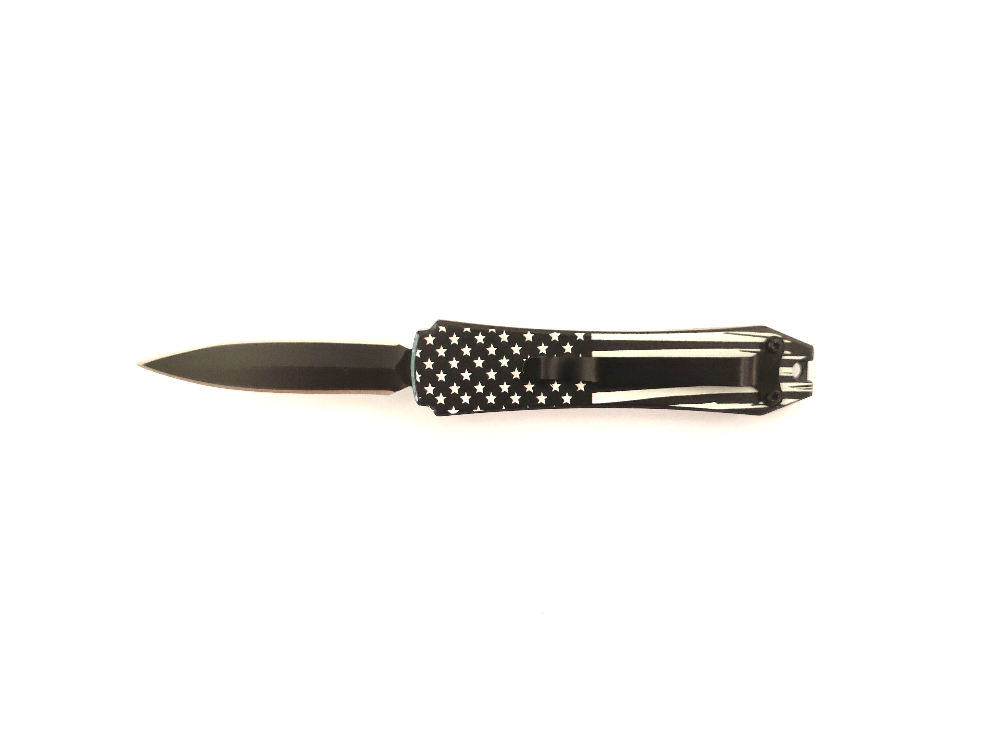Hot Sale American Flag Mini Double Blade Dual Edge Automatic Out The Front Sliding Pocket Otf Knife