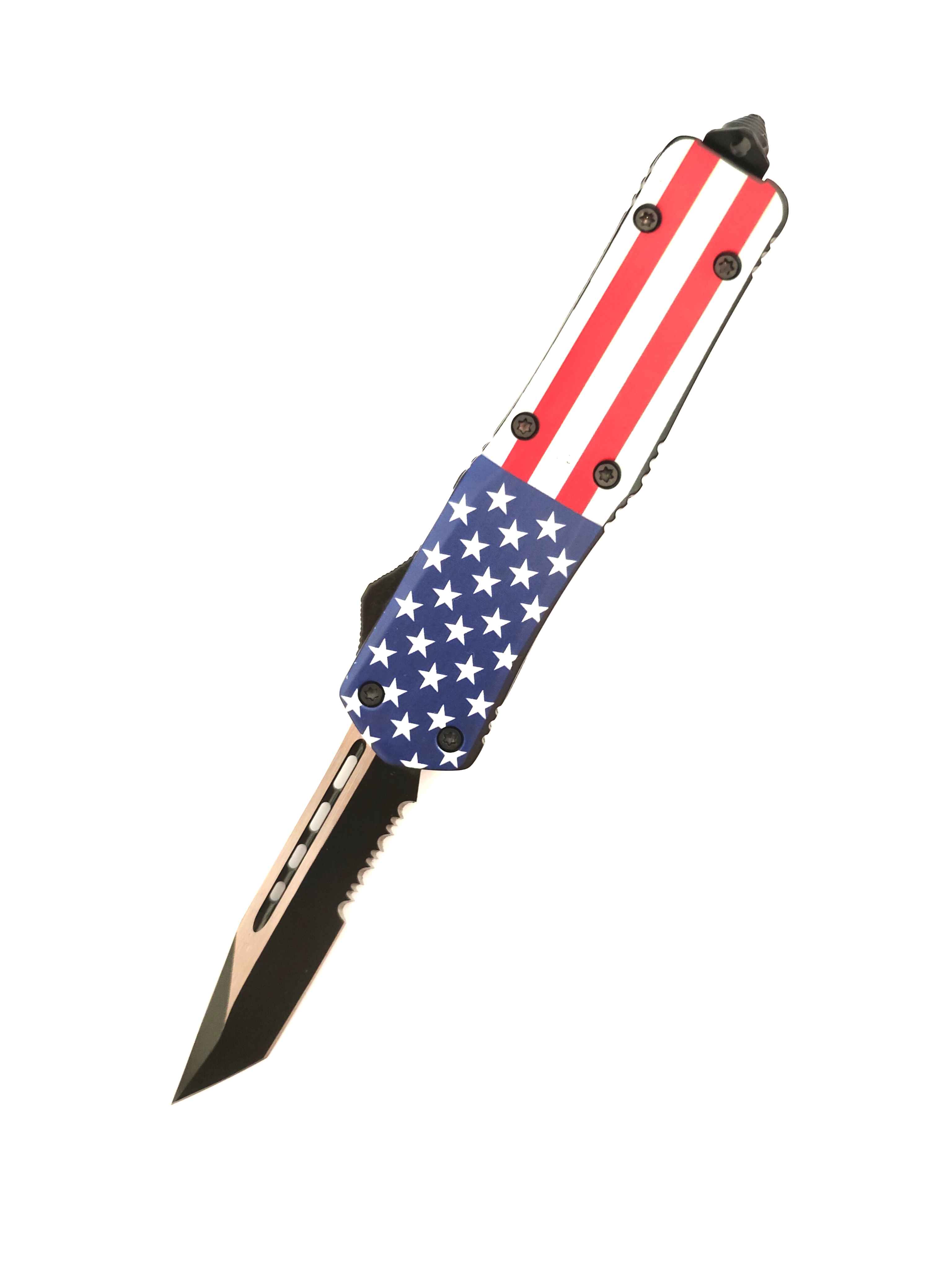 American Flag Folding Pocket Double Edge Knife Camping Hiking Outdoor Survival Automatic Otf Knife