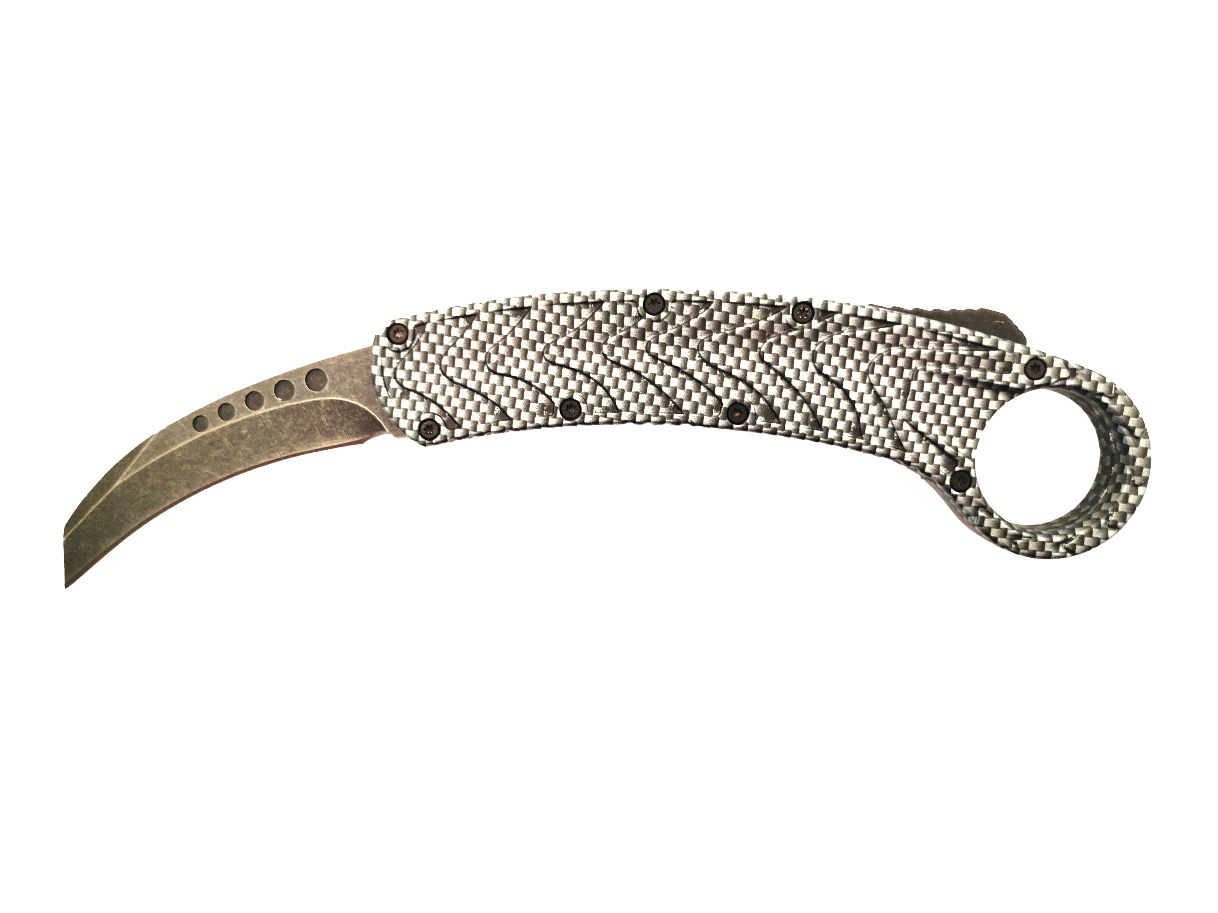 Carbon Fiber Coated Tactical Otf Dual Action Folding Outdoor Karambit Automatic Knife