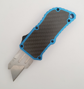 Carbon Steel Sk5 Push Button Carbon Fiber Aluminum Folding Box Cutter Automatic EDC Utility Knife