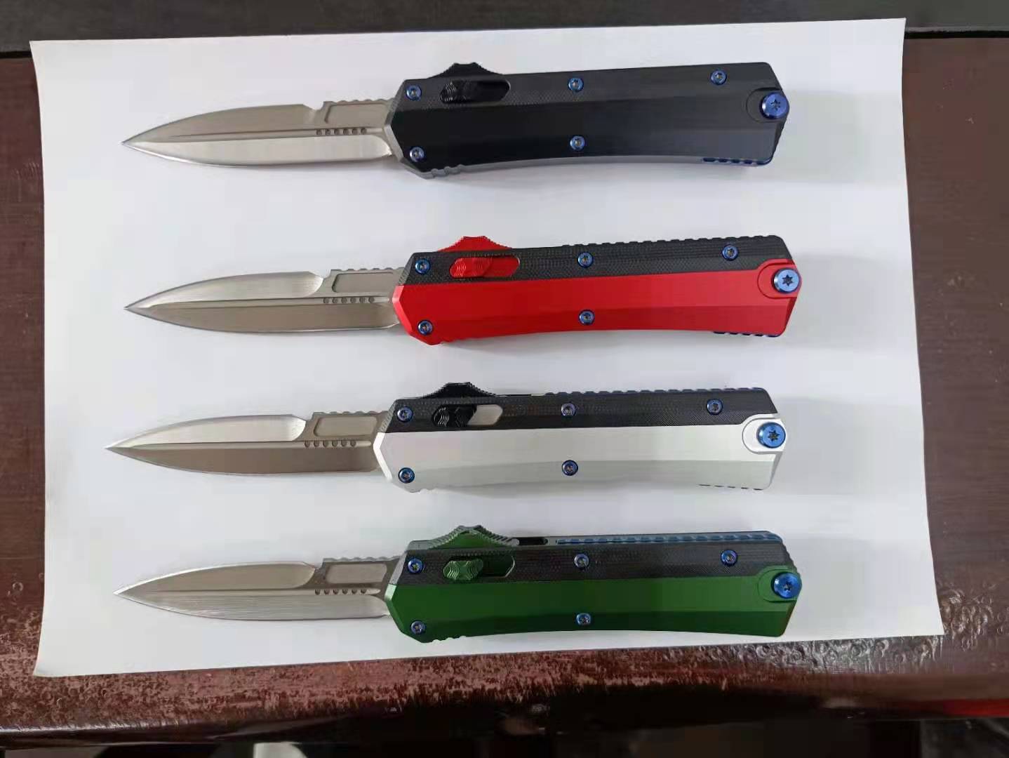 Glykon Large Alloy G10 Handle Auto Otf Folding Pocket Tactical CNC Big Pushbutton Swift Movement Automatic Knife