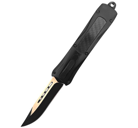 Carbon Fiber Auto Switch Blade Knives Spear Drop Clip Point Push Button Knife Swith Movement Automatic Knife