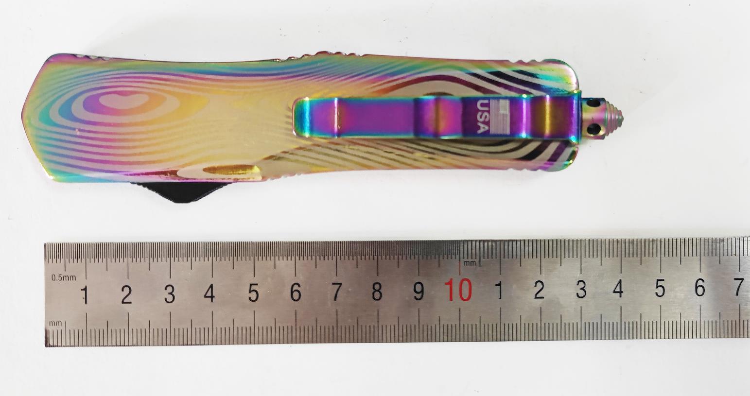 Colorful Rainbow Switch Blade Pocket Otf Tactical Camping Hiking Angel Blade Knife