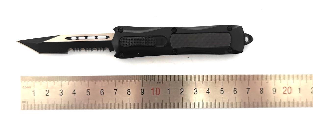 Small Serrated Folding Otf Auto Clip Point Tanto Blade Sided Portable Hunting Automatic Knife