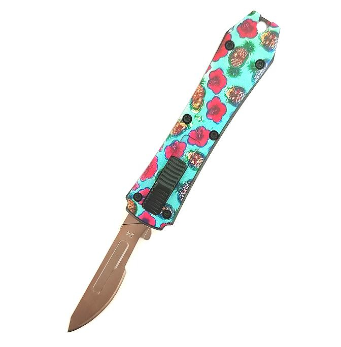 Carbon Steel Substitutable Blade Auto Otf Utility Knife with 10 Pieces Replacement Blade 