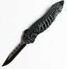 Pewter Gray Grim Reaper Novelty Skull Stonewash Spring Assisted Defender Clip Point Auto OTF Knife